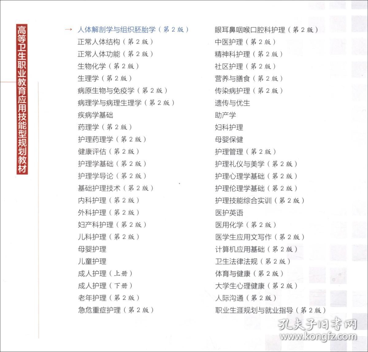 人体解剖学与组织胚胎学第二2版任晖 乔跃兵 人民卫生出版社9787117309639