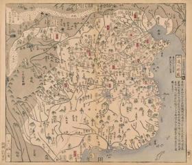 0358-10古地图1789 唐土历代州郡沿革图册 西汉州郡图。纸本大小50.74*58.81厘米。宣纸艺术微喷复制