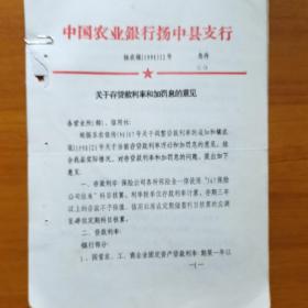 中国农业银行扬中县支行意见文件