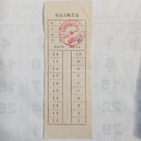 付食品购置证 1974年印有广灵县矿业烟酒公司商品供应专章低价转