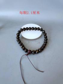 清代传世刻金字老紫檀佛珠链