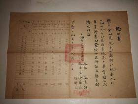 1950年上海市立第一女子中学证明书，毛笔手写（画家杨雪玖女儿、原北京轻工业学院院长夏德钤夫人余也果教授的，校长陈惠瑛）