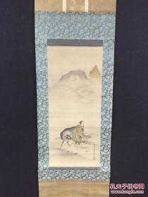 清朝中早期日本江户年代狩野派代表性画家《手绘 狩野信英 人物画》装裱立轴一幅，带原装木盒，绫布装裱、 装裱后整幅尺寸为137*36厘米左右，保真