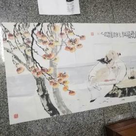 山东临沂一一蔡子君四尺整张精品人物枇杷1件。（带原画信封，138X69、5厘米，