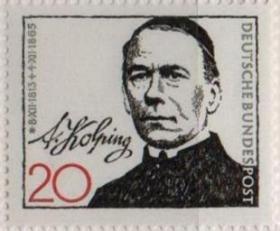 德国邮票G，1965年天主教雇工创始人科尔平逝世100周年，1全