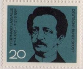 德国邮票G，1964年社会民主党创始人拉萨尔逝世，1全.