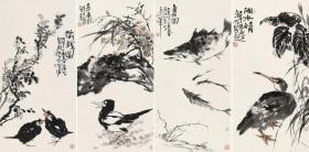 天津美院教师、陈昭博士精品四条屏新作【44*87CM*4什么叫好画，多对比看看就懂了！潜力股！】