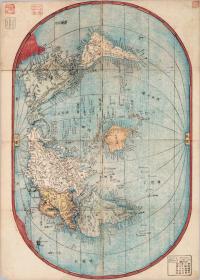 古地图1853 世界地图。纸本大小65.95*47.16厘米。宣纸艺术微喷复制。110元包邮