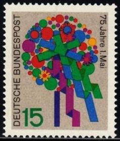 德国邮票G，1965年国际劳动节75周年，1全