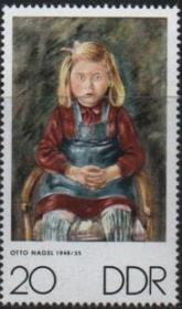 民主德国东德邮票，1970年艺术作品，绘画，女孩，181015