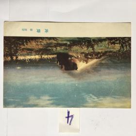 1957年明信片画片--夜歌.徐坚绘[背有版权沒笔划无格.片边存粘迹.长15CM.宽10.3CM.稀见片！]编4