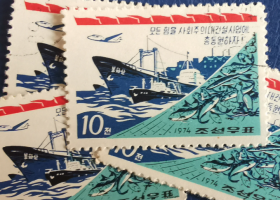 外国邮票ZA2，朝鲜1974年交通运输业，轮船，盖销一枚价
