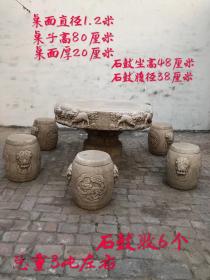 清代汉白玉石麒麟桌一套、雕刻精细、寓意吉祥、成色如图、保存完好，运费单算