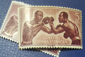 外国邮票ZA10，西属几内亚1958年体育运动，拳击1枚价