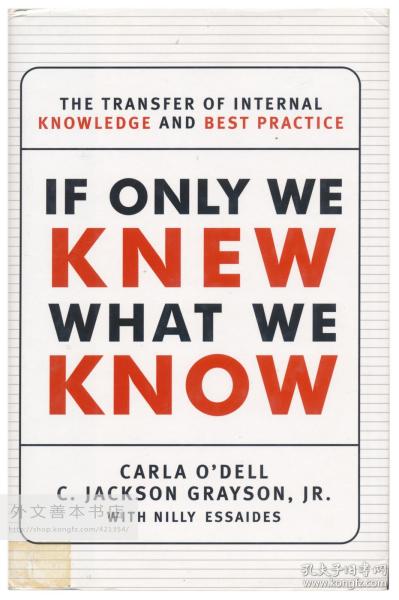 If Only We Knew What We Know: The Transfer of Internal Knowledge and Best Practice 英文原版-《如果只有我们知道我们所知道的：内部知识和最佳实践的转移》