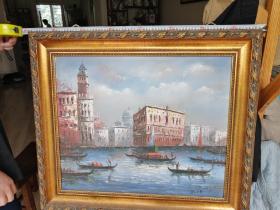 威尼斯水城 手绘油画 客厅画