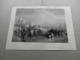 【百元包邮】《透纳作品·威尼斯》（VENICE） 1864年 钢版画 源自艺术日志  纸张尺寸约31.8×22.6厘米（货号AJ0988）