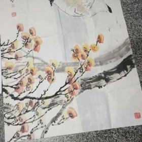 山东临沂一一蔡子君四尺整张精品人物枇杷1件。（带原画信封，138X69、5厘米，