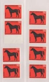 德国邮票B，1969年青少年福利，良种马 ，动物，一枚价