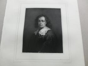 【百元包邮】《西班牙画家牟利罗肖像》（MURILLO） 1864年 钢版画 源自艺术日志  纸张尺寸约31.8×22.6厘米（货号AJ1007）