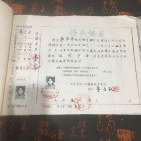 1965年 初中修业证书（带存根）