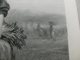 【百元包邮】《拾穗者，拾穗女孩》（THE GLEANER） 1864年 钢版画 源自艺术日志  纸张尺寸约31.8×22.6厘米（货号AJ1017）