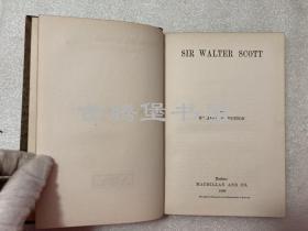 1880年/《司各特传》全皮面精装/竹节书脊/真皮包角/三口大理石纹/Sir Walter SCOTT/欧洲历史小说鼻祖司各特