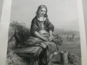 【百元包邮】《拾穗者，拾穗女孩》（THE GLEANER） 1864年 钢版画 源自艺术日志  纸张尺寸约31.8×22.6厘米（货号AJ1017）
