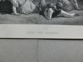 【百元包邮】《找拖鞋游戏》（HUNT THE SLIPPER） 1864年 钢版画 源自艺术日志  纸张尺寸约31.8×22.6厘米（货号AJ1020）