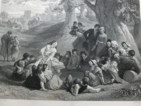 【百元包邮】《找拖鞋游戏》（HUNT THE SLIPPER） 1864年 钢版画 源自艺术日志  纸张尺寸约31.8×22.6厘米（货号AJ1020）