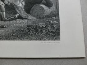 【百元包邮】《找拖鞋游戏》（HUNT THE SLIPPER） 1864年 钢版画 源自艺术日志  纸张尺寸约31.8×22.6厘米（货号AJ1020）