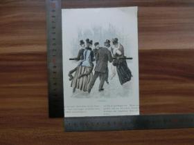 【现货 包邮】1890年小幅木刻版画《花样溜冰》（kunstläufer）《有趣的家庭旅行》（lustige heimfahrt）尺寸如图所示（货号4010080）