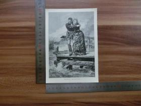 【现货 包邮】1890年小幅木刻版画《厌倦了生活》(die lebensmüden)尺寸如图所示（货号4010092）