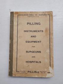 PILLING INSTRUMENTS AND EQUIPMENT FOR SURGEONS AND HOSPITALS（外科医生和医院使用的起球器械和设备）书脊内裂开和虫蛀等品看图