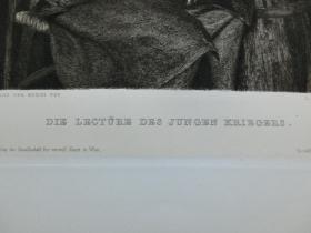 【百元包邮】《年轻战士在阅读》（DIE LECTURE DES JUNGEN KRIEGERS） 1887年 维也纳艺术协会出品 蚀刻版画 纸张尺寸约38.3×28厘米（编号DGK0146）