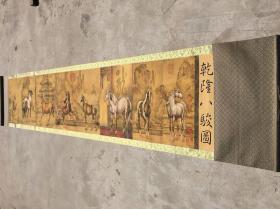 仿古做旧手卷（乾隆八骏）画面美伦 实物拍摄 长期有货
裱好尺寸：341x70cm
画芯尺寸：287x59cm