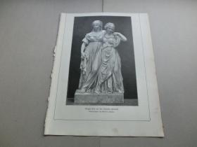 【百元包邮】1891年《女王路易丝和她的妹妹弗里德里克 》（Königin Luise und ihre Schwester Friederike） 木刻版画 纸张尺寸约34*29厘米 （货号603242）