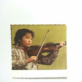 50年代手工上彩照片 拉小提琴的美女