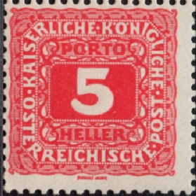 外国邮票ZA12，奥地利1916年欠资邮票，数字