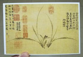 郑思肖书画作品 郑所南名画兰花图古画【明信片  1张】