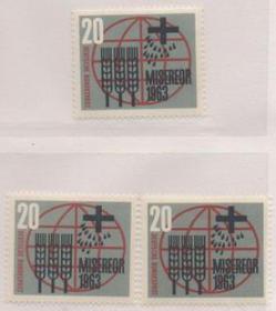 德国邮票A，1963年战胜饥饿和疾病，麦穗地球仪同情心，一枚价