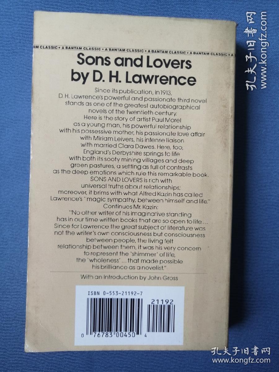 Sons and Lovers英文原版：儿子与情人（劳伦斯长篇小说，小32开平装，416页）