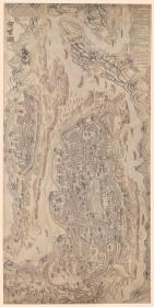 古地图1850-1900 重庆府渝城图 艾仕元绘 法国藏本。纸本大小122.14*242.31厘米。宣纸艺术微喷复制。