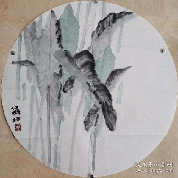 著名青年画家苗壮精美圆扇作品