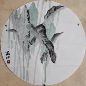 著名青年画家苗壮精美圆扇作品