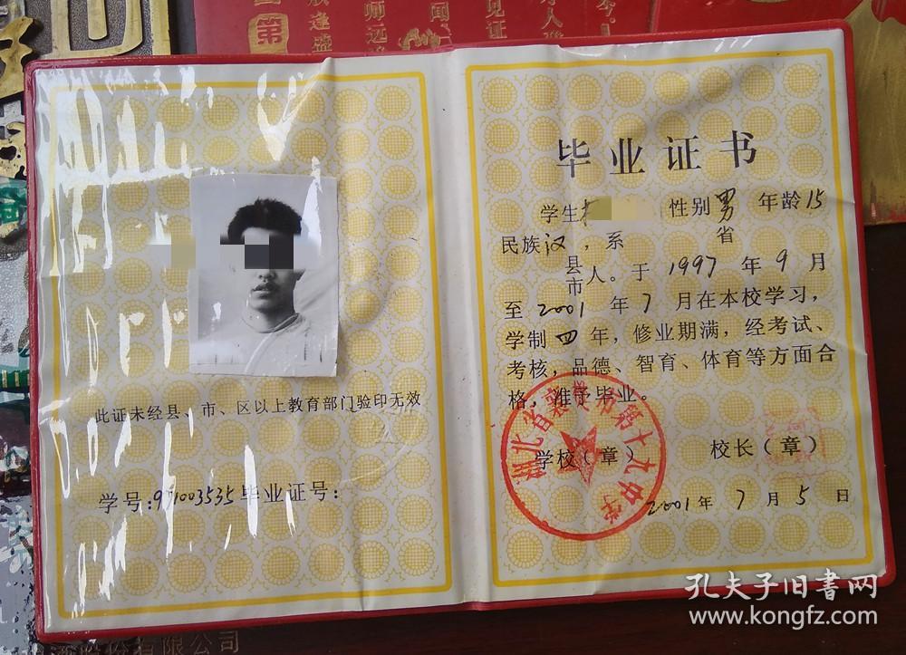 2001年第19中学《毕业证》