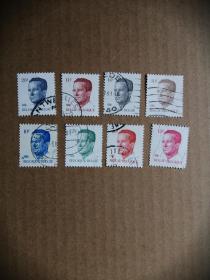 外国邮票  比利时邮票 1982年博杜安一世国王 8枚 不同
（信销票)