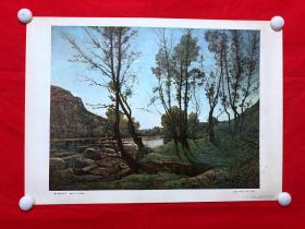 书画12129，单页画：奥芒斯河谷（油画）[法国]阿皮尼/作，1978年一版一印