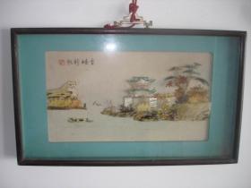 八十年代，中国贝雕画：古楼新帆（连框尺寸：50×30cm×3cm）8品