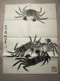 2625王雪涛弟子 画家 宁桂坡 国画《蟹》 （尺寸:44－33cm,钤印 宁桂坡 白石门人）